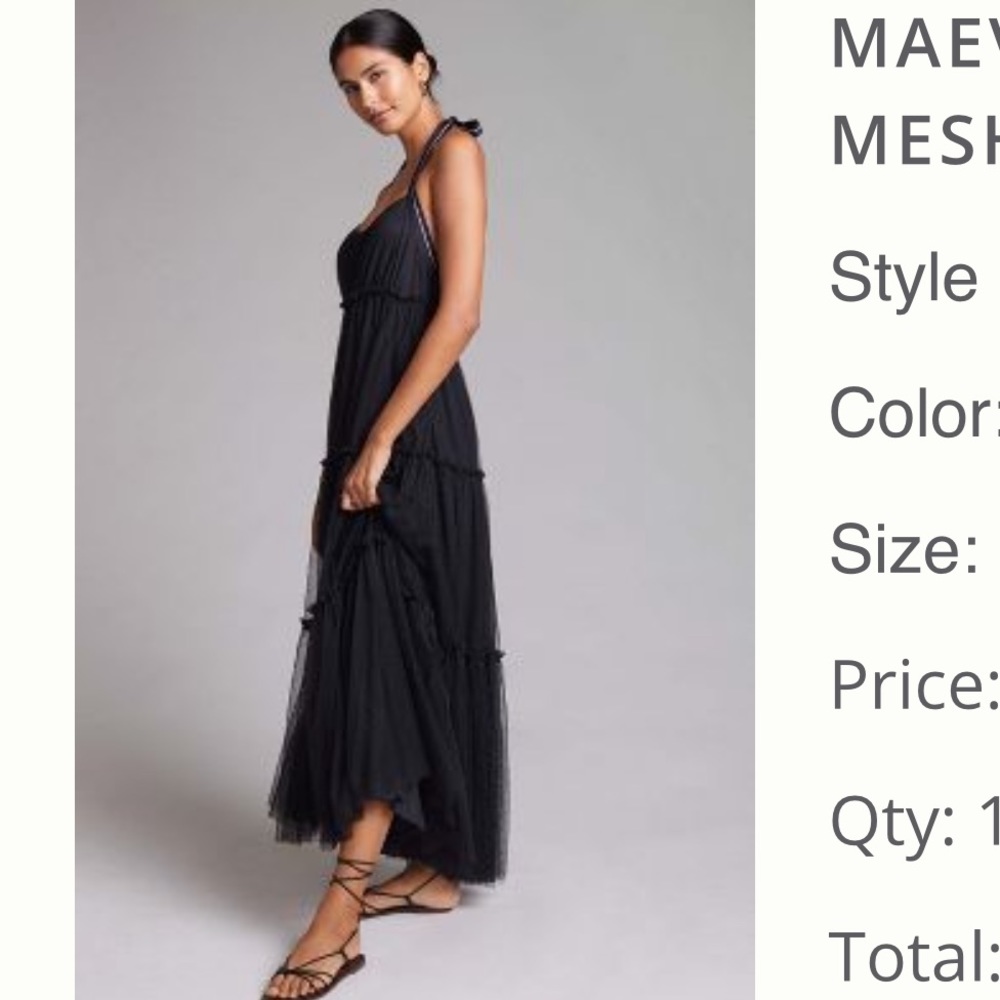 MAEVE SPORTY TIERED MESH MAXI DRESS